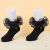 Meias Infantis Femininas de Verão Finas Coloridas com Pompons e Renda Meias de Dança Estilo Princesa Bebê Meias de Algodão Atacado