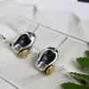 Nafoge joyería de plata al por mayor aretes de calavera antigua de plata 925 para hombre retro no convencional aretes de plata tailandesa