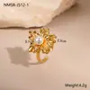Anel de Aço Inoxidável com Design de Pérola de Outono Transfronteiriço Banhado a Ouro 18K Anel Aberto Joias Exclusivas de Luxo Leve Atacado