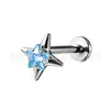 Piercing Labial Estrela de Quatro Pontas Jiangtai F136 em Titânio com Zircônia Estrela de Cinco Pontas Corpo em Liga de Titânio G23 Piercing Joia Stud de Osso da Orelha