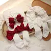 Set de Sombrero y Calcetines para Bebé Niña, Sombrero Pullover con Lazo y Pedrería, Gorro de Protección para Fontanela de Recién Nacido, Sombrero Indio