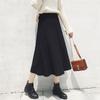 Falda de Punto Nueva de Primavera y Otoño para Mujer Estilo Hong Kong Cálida y a Cuadros Cintura Elástica Falda Acampanada Largo Medio Falda Larga A-Line