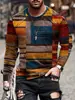 Nueva camiseta de pulóver casual para hombre de estilo europeo y americano, cuello redondo, manga larga, impresión 3D, corte ajustado, para comercio transfronterizo