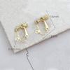 Retención de color oro real 18K color Jiubao cabeza redonda ajustable espiral sin agujero en la oreja con convertidor de clip para la oreja de tornillo colgante DIY