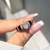 Anillo Maillard de alta calidad para mujer rica, estilo vintage, de oro negro antiguo medio, con corte de flor de hielo y viento, con diamantes de alto carbono para mujer.