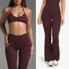 Conjunto de Yoga Transfronteiriço Sutiã Sexy de Alça Costas Bonitas Calça Flare Feminina Conjunto de Roupa Esportiva para Corrida Fitness Yoga