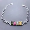 Venta al por mayor de fábrica Popular Pulsera de Turmalina Natural con Incrustaciones de Plata S925 Piedra Principal 4*6 Joyería de Lujo Venta Directa de Fábrica
