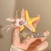 Pinzas florales para el pelo estilo coreano para mujer, pinzas laterales elegantes y exquisitas, pasadores de lazo lindos, pasadores de colores al por mayor