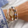 Pulseras de Perlas de Arroz Transfronterizas con Varios Estilos, Perlas de Vidrio CCB, Conjuntos Apilables con Colgante Redondo y Joyería Inspirada en Diseñadores
