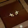 Brincos de Prata 925 Esterlina Estrela para Mulheres Estilo Coreano Simples Brilhantes Zircônia Exquisitos Modernos Versáteis Temperamento Nicho Sensação de Alto Padrão Brincos