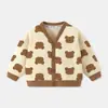 Outono 2025 Novo Cardigan de Veludo para Bebê Tops Roupas de Outono Primavera e Outono Tops para Bebês e Crianças Estampa de Desenho Tendência