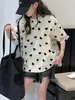 Camiseta de Manga Corta de Verano para Niñas 2025 Nueva Camiseta Dulce Holgada con Malla de Corazón para Niños Niñas