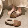 Versão coreana de sapatos de feijão forrados com fleece feminino 2024 novo retrô outono e inverno forrado com fleece quente casual sola macia sapatos de algodão Mao Mao