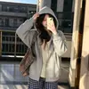 Nuevo cárdigan con capucha extragrande, chaqueta sudadera elegante y chic para mujer, estilo coreano, adecuado para primavera y otoño, perfecto para figuras petite