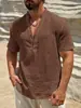 Camisa Transpirable de Color Sólido de una Sola Capa con Cuello Alto de Manga Corta para Hombre Transfronteriza Europea y Americana Moda Masculina 2025 Camisa de Color Sólido Simple