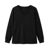 Bestseller Transfronteiriço Europeu e Americano Roupas Femininas Amazon Bolso Patch Cor Sólida Gola V Manga Longa Top Solto Casual Tricô Camiseta
