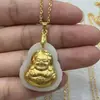 Oferta especial colgante de Buda sonriente y Guanyin con incrustaciones de oro, cuentas de bolsa de la suerte para bendición y buena fortuna, regalo de transmisión en vivo de TikTok
