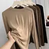 Camiseta de Manga Larga con Hombro Recto Adelgazante Diseño Nuoji Jiji para Mujer Otoño/Invierno Suave Cómoda Agradable a la Piel Cuello Redondo Top de Capa Base