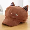 Chapéu Fofo de Orelha de Gato Celebridade da Internet Bordado Chapéu Octogonal Feminino Boné Plano Fashion Versátil Boina Retrô Outono Inverno Personalizado