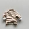 Recomendação de Roupa de Inverno ~ Camiseta Base com Forro de Fleece Infantil Meninos e Meninas Coreana Gola Alta Meio Espessa Quente Top Versátil