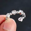Anillo abierto popular en forma de corazón de TEMU para mujer, diseño único con incrustaciones de circonita, joyería de alta gama y versátil