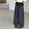 Pantalones casuales de otoño para niñas mayores, ropa nueva de primavera y otoño para niños, pantalones a cuadros holgados con volantes para niñas