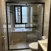 Mampara Lineal para Baño con Separación Seco y Húmedo Puerta Corredera para Cabina de Ducha Acero Inoxidable Aleación de Aluminio Puerta de Vidrio