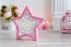 Luzes LED Formato Estrela Lua Quentes e Românticas Madeira Pintada Estrela de Cinco Pontas Estilo Lua Enfeites de Iluminação