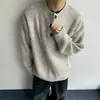 Suéter Cinza Gola Henley Estilo Americano High-Street, nova coleção outono/inverno masculino, com um toque sofisticado e descontraído, perfeito como peça de base ou camada interna.
