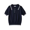 Polo Americano Gola Color-block Botões Meio Abertos Gola Manga Curta Slim-fit Elástico Slim-fit Suéter Pulôver Camiseta Top