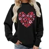 Sudadera con cuello redondo para mujer, estampado de corazón de pata de perro, talla europea, informal, moda, corte holgado, mercancía transfronteriza de comercio exterior