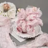 Tela de Borde de Gasa Tubo para el Cabello Anillo de Pelo Cinta Estilo Francés Suave Crema Decoración Interior Lazo Hueco Cinta Estilo Mori Tocado
