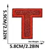 Suministro transfronterizo de parches bordados de letras y números en inglés color rojo brillante con adhesivo termofusible para decoración de ropa y sombreros