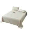 Hilo de Algodón Puro Teñido en Hilo Algodón Lavado Sábanas de Cama Algodón Simple Sin Estampar Suministros de Fabricante Sábanas para Cama Estilo Japonés Buena Calidad Sábanas al por Mayor