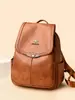 2026 Nova Mochila Feminina de Couro Texturizado de Grande Capacidade para Mulheres Bolsa Multifuncional de Couro Macio para Mulheres de Meia-idade Bolsa para Mãe