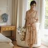 Novedad de Primavera: Vestido de satén de rayón estilo hada, de manga corta, con diseño que ajusta la cintura, adelgazante y elegante, de longitud media, para dormir