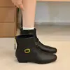 Botines de moda para mujer con hebilla de cinturón y tacón grueso, colección otoño 2026, versátiles botines cortos de punta cuadrada y tacón bajo, botas de moda ajustadas para mujer