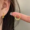 Brincos Redondos de Zircônia Banhados a Ouro Real 18K, Brincos de Alta Qualidade Exquisitos e Versáteis, Brincos Elegantes de Luxo Acessível para Mulheres