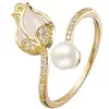 Anillo de perla Tulipán francés para mujer estilo ins dulce fresco lujo ligero ópalo rosa explosión en vivo joyería de mano al por mayor