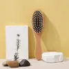Pente de Madeira com Placa Larga e Bolsa de Ar Quadrada e Pente de Cabelo com Almofada de Ar de Madeira de Lótus Pente para Massagem Meridiana do Couro Cabeludo em Casa Pente Redondo