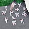 Libro Rojo Pequeño con Joyería para Uñas de Mariposa Rosa Dulce Fresca Joyería para Uñas de Mariposa Luminosa Joker Suministros para Uñas