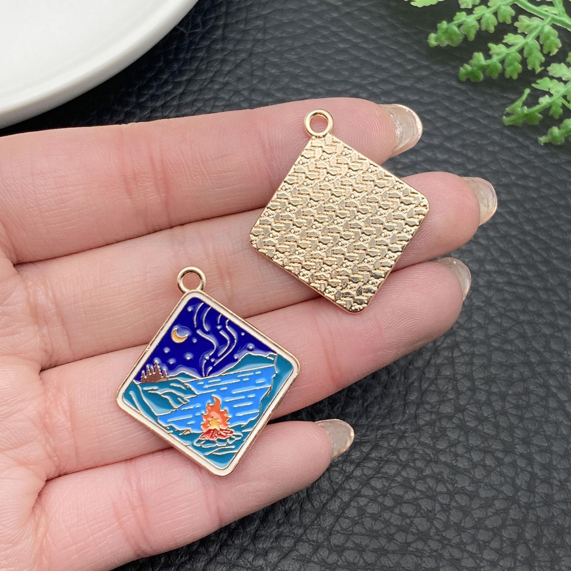 21768-XD-蓝色kc金滴油锌合金露营旅行风景度假风月亮