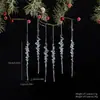 Decoraciones navideñas transfronterizas, adornos de carámbanos transparentes estilo nórdico, colgantes de carámbanos de cristal blanco para árboles de Navidad