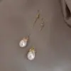 Nova Celebridade da Internet Simples Pérola Elegante Gancho de Orelha Elegante Longo Versátil Brincos Estilo Corte Retro Brincos Femininos