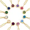 Colgante de Pedrería Colorida de Lujo Ligero Europeo y Americano Transfronterizo, Collar Versátil de Diciembre para Mujer, Collar de Acero Inoxidable de Moda al por Mayor