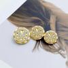 Botón Metálico de Moda Estilo Europeo y Americano Transfronterizo Letra M con Diamantes Redondos Botón Decorativo para Abrigo Abrigo Traje
