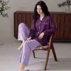 Pode ser enviado em nome de terceiros: Pijama feminino para primavera e outono, feito de algodão puro, fino, de manga longa, novo modelo 2026, roupa de casa elegante e de alta qualidade para o verão
