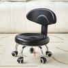 Taburete bajo con polea, silla pequeña silenciosa para el hogar con bebé para que aprenda a moverse, hermoso taburete redondo con costuras y raspaduras, taburete pequeño con ruedas universales