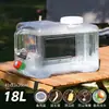 Balde transparente para exterior com torneira montável em carro para turismo de autocondução grande tanque de armazenamento de água potável de fonte mineral plástica armazenamento de água para uso doméstico