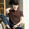 Polo de Solapa de Verano Nueva Camiseta Camiseta Marca de Moda Todo Fósforo Top de Manga Corta Todo Fósforo Ropa de Moda Estilo Coreano para Hombre